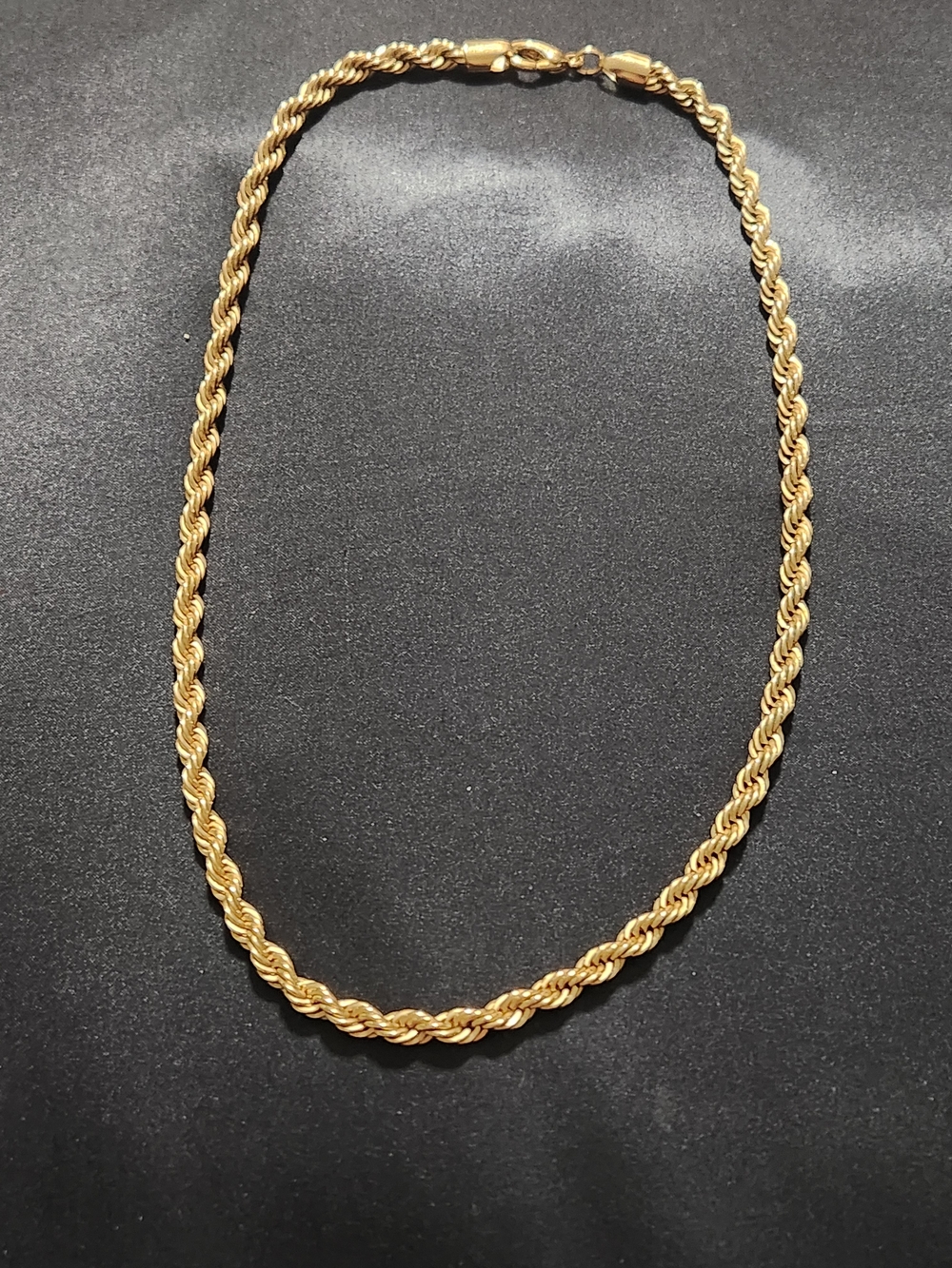 Vintage Gold Tone Thick Twisted Rope Chain Necklace Classic Unisex 16 Inch